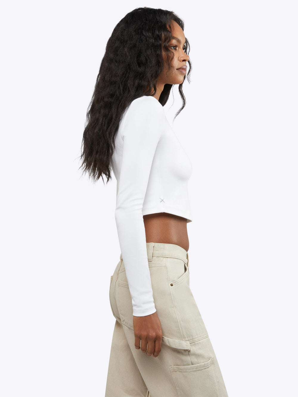 Long Sleeve Tomboy Tee Cropped | Slim-fit Tomboy™ Cotton