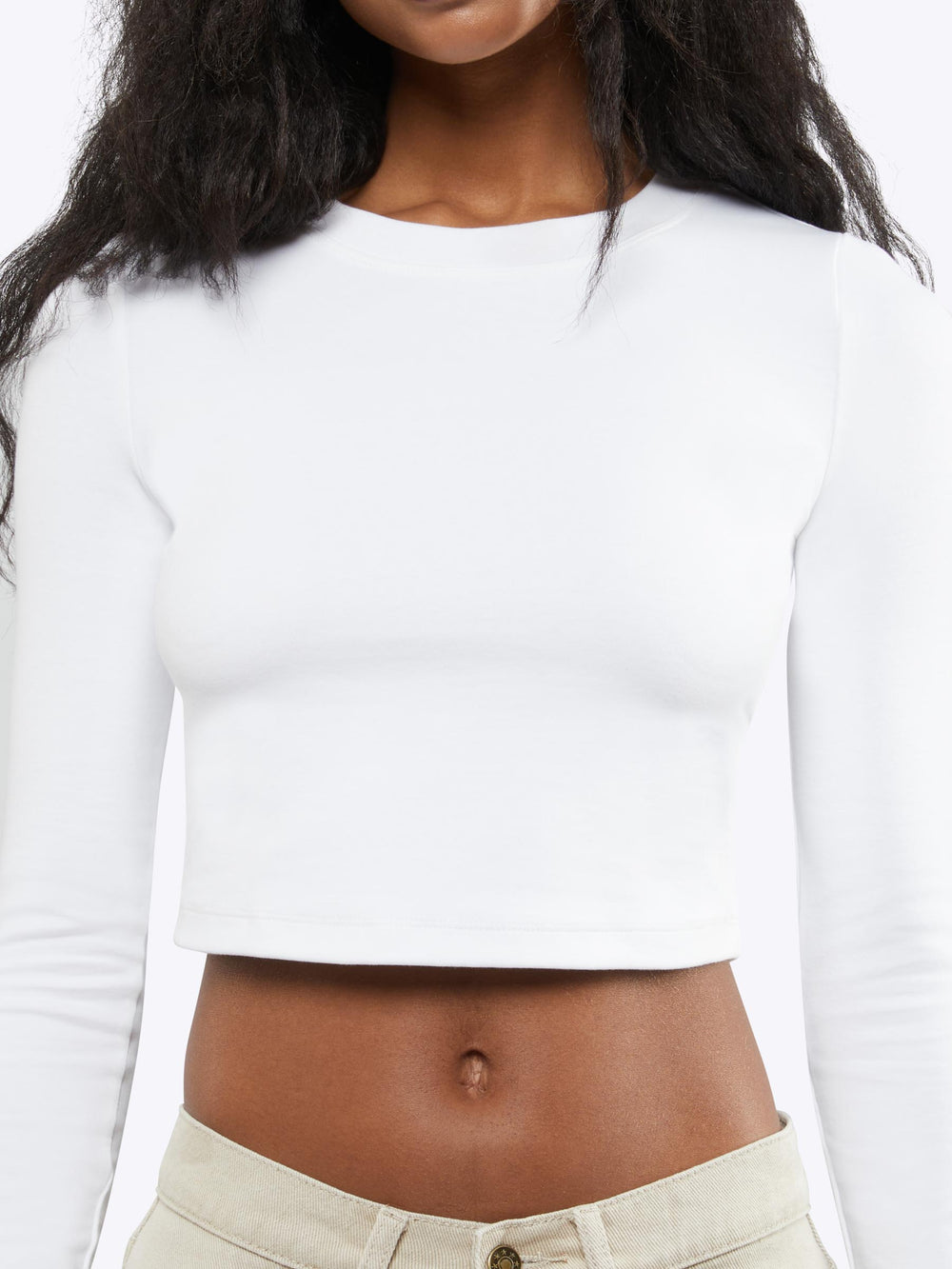 Long Sleeve Tomboy Tee Cropped | Slim-fit Tomboy™ Cotton