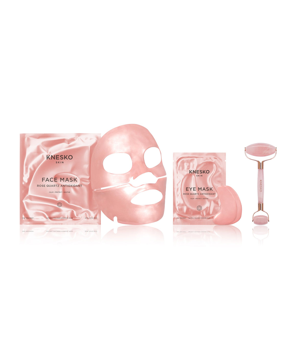 Rose Quartz Antioxidant Collagen Mask & Rose Quartz Gemstone Roller Discovery Kit