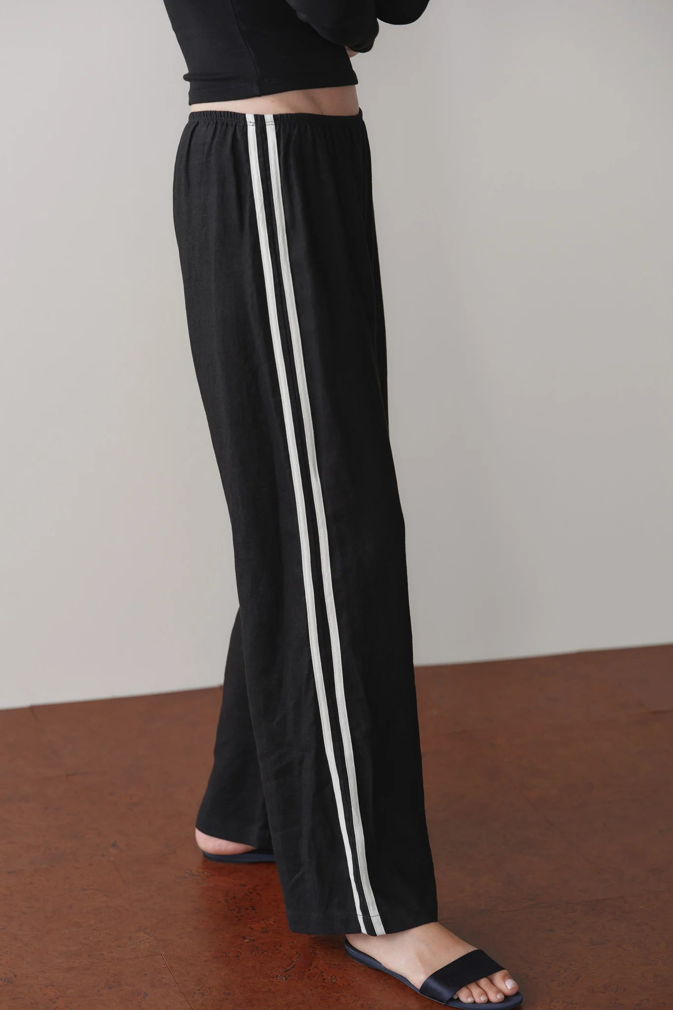 Donni The Linen Crop Racer Stripe Pant