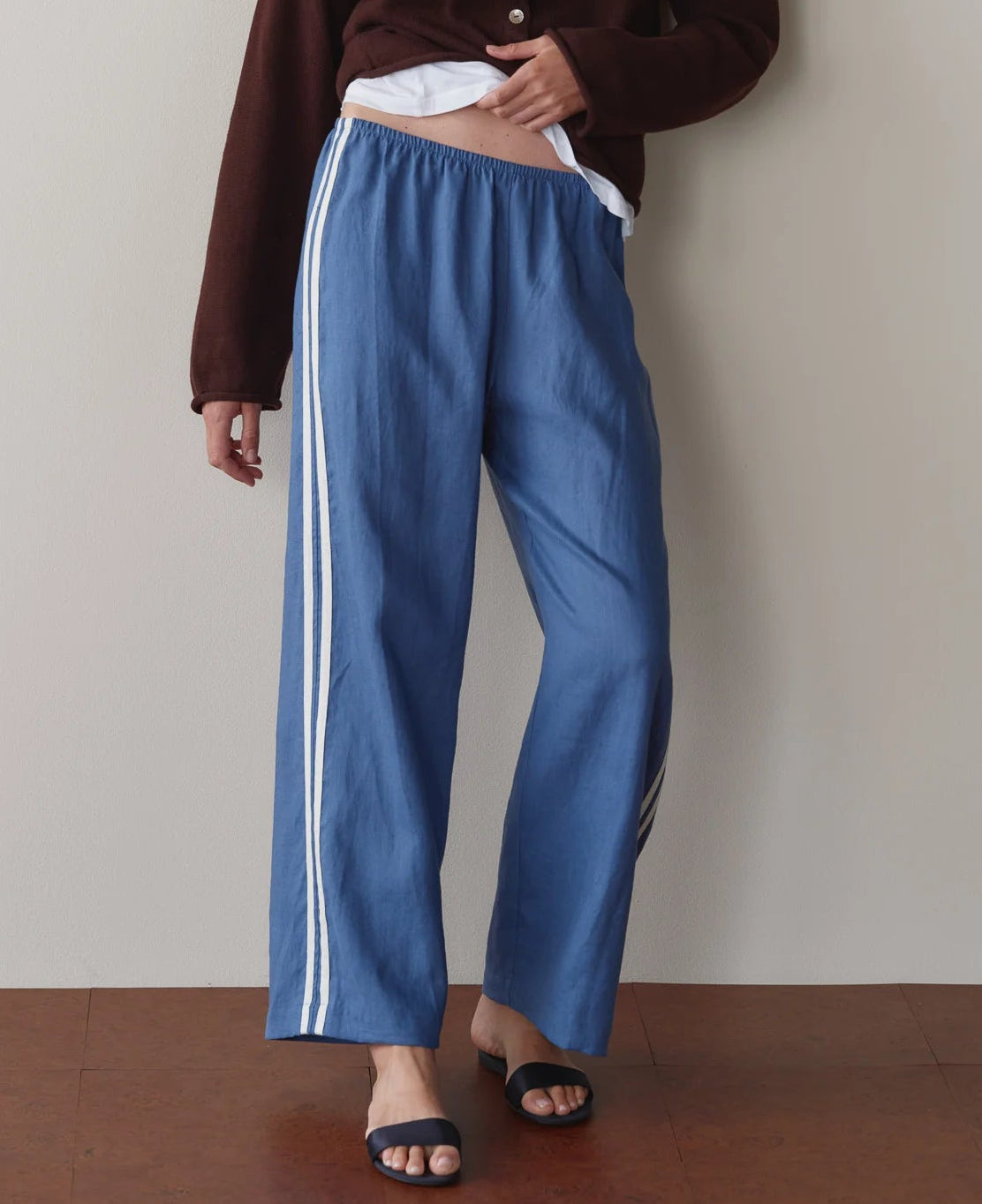 Donni The Linen Crop Racer Stripe Pant