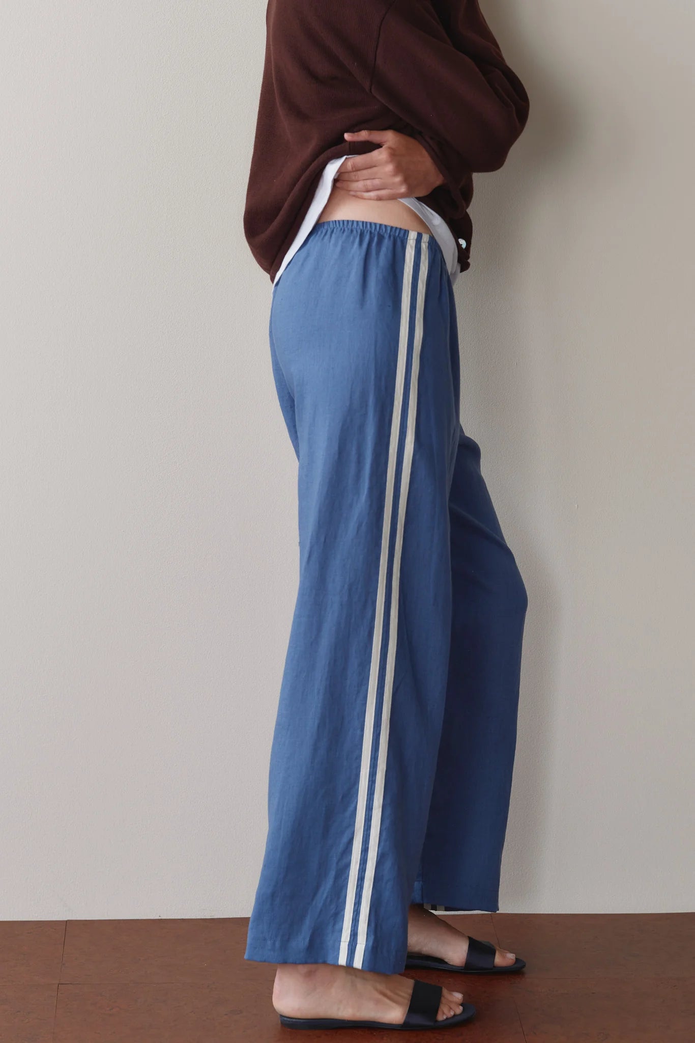 Donni The Linen Crop Racer Stripe Pant