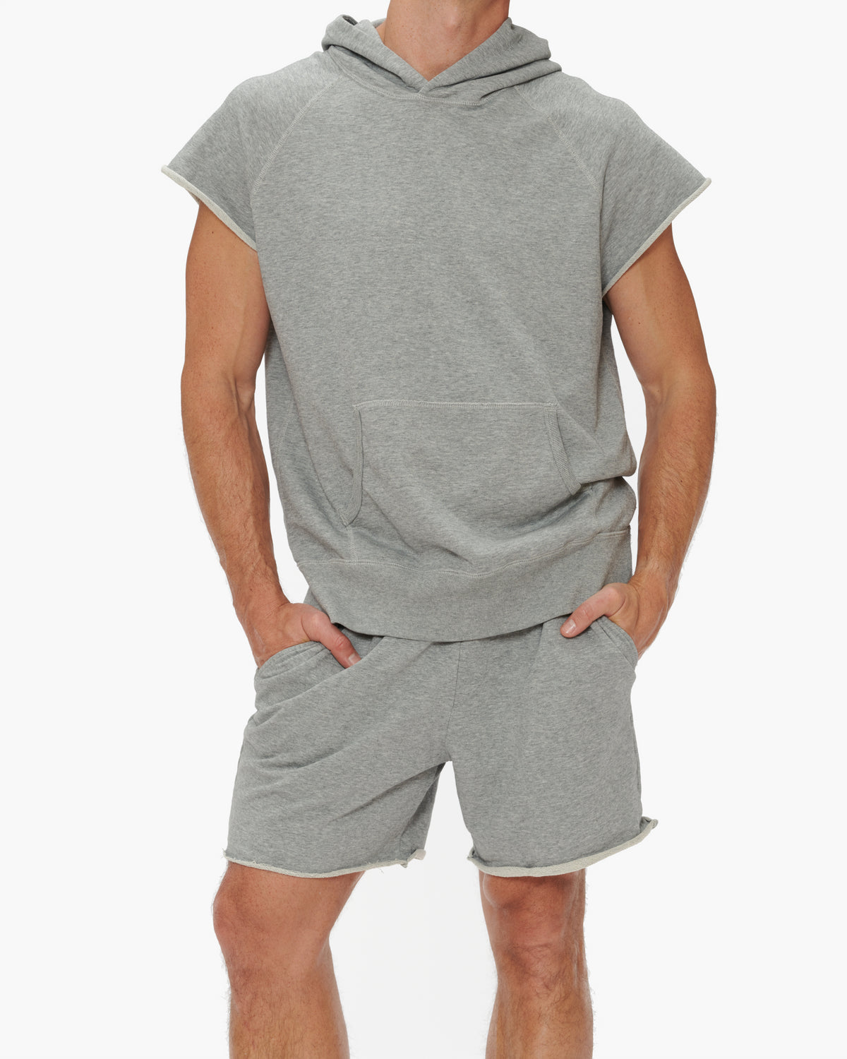 HIRO CLARK NO-SLEEVE HOODED SWEATSHIRT