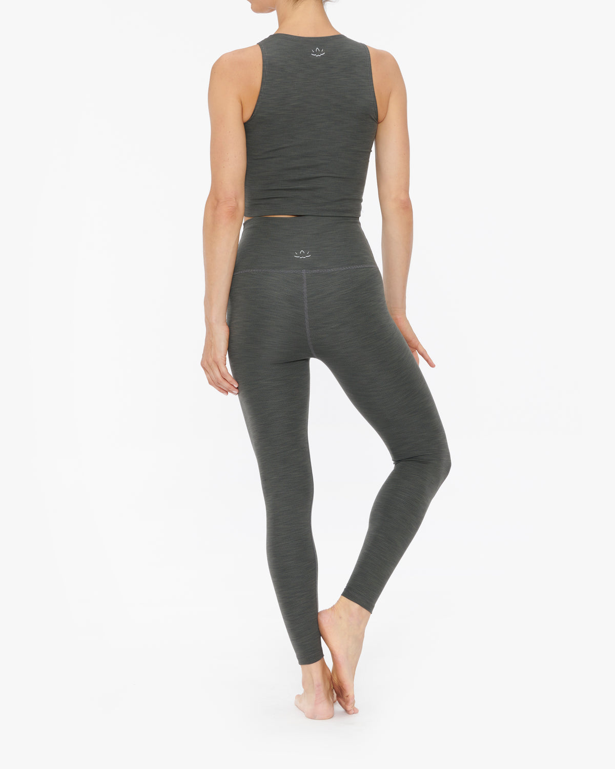 BEYOND YOGA HEATHER RIB SQUARE NECK CROPPED TANK