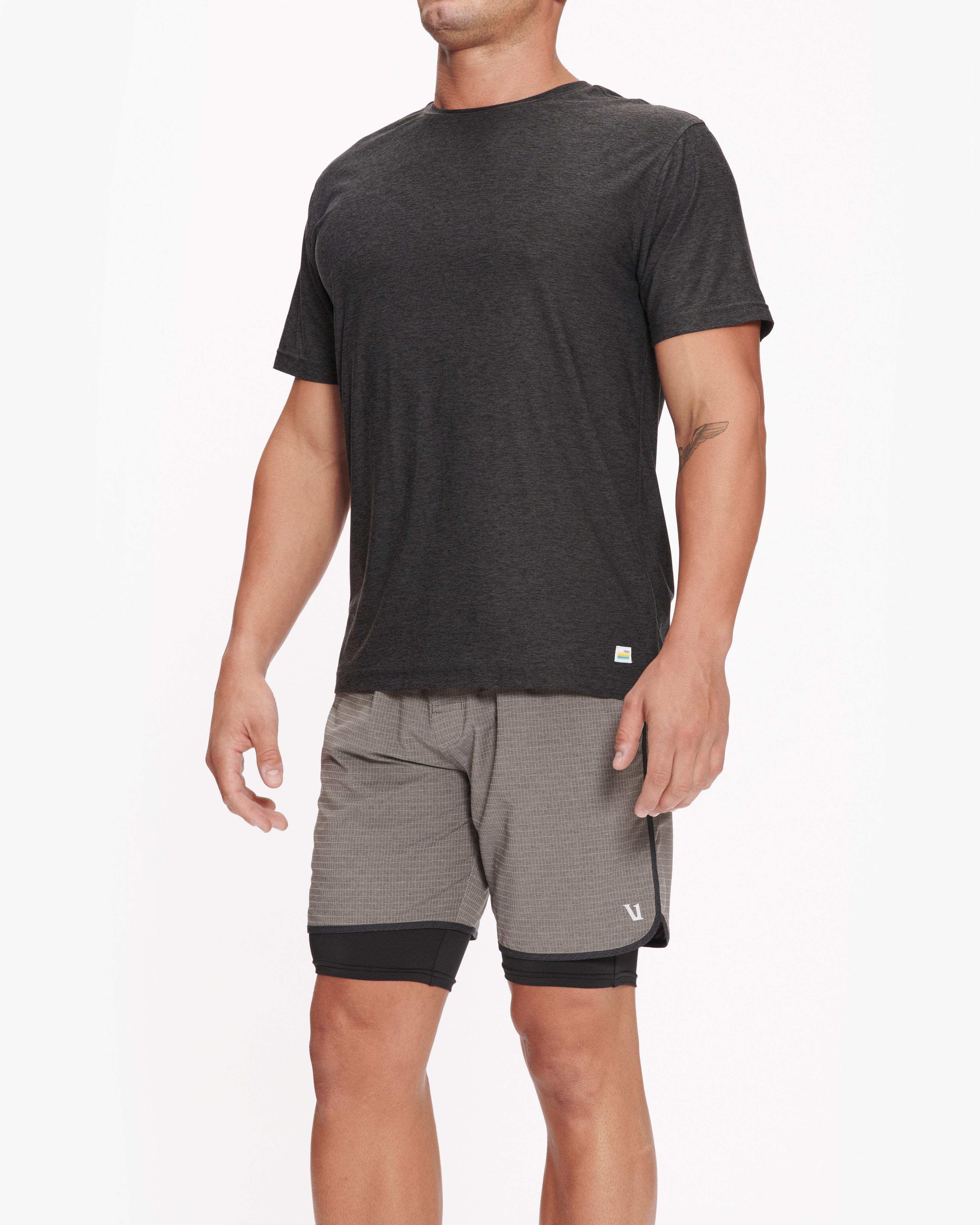 VUORI STRATO TECH TEE CHARCOAL HEATHER