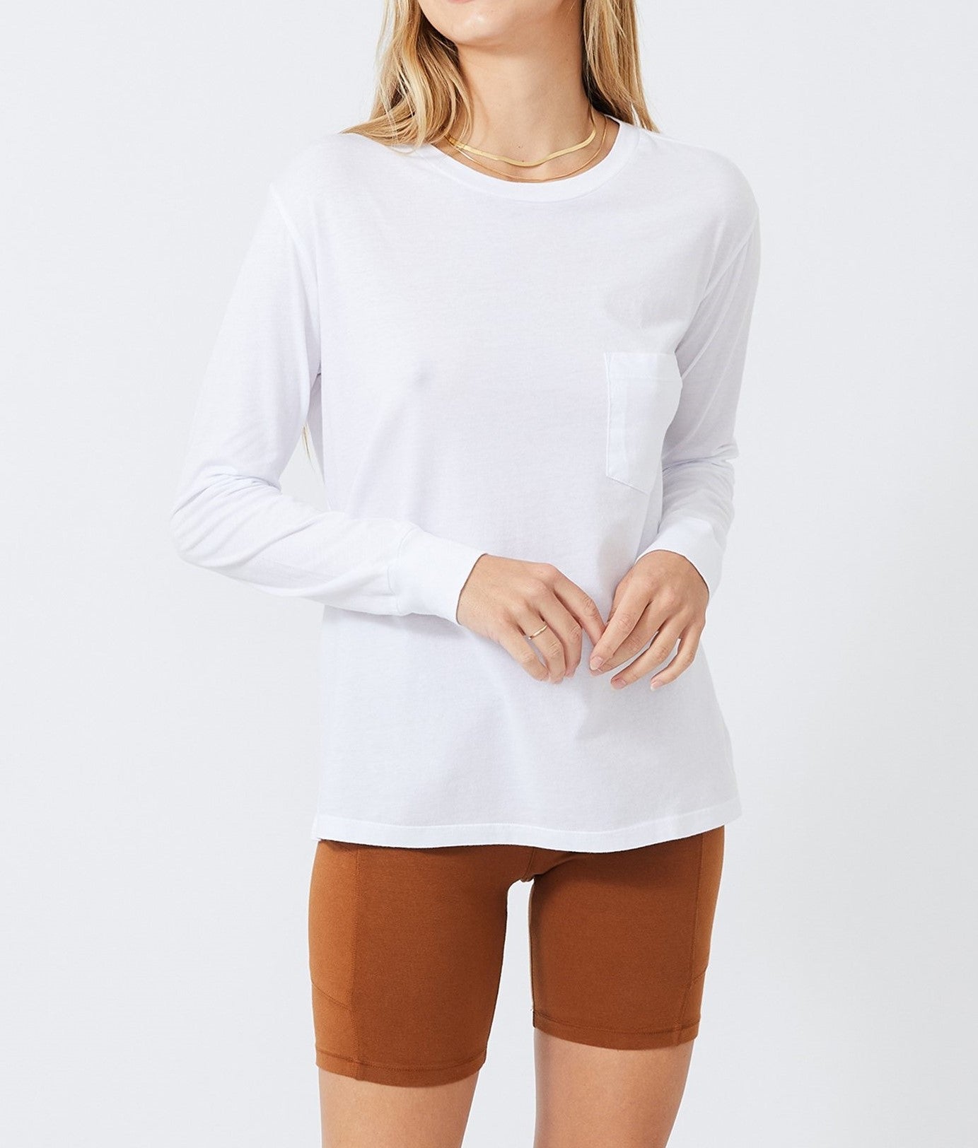 Monrow Long Sleeve Ex-Boyfriend Pocket Crew