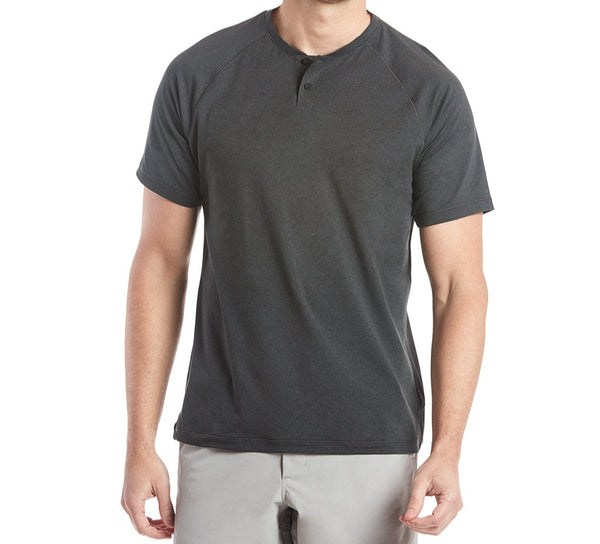 Elevate Mock Neck Polo | Men's Heather Black