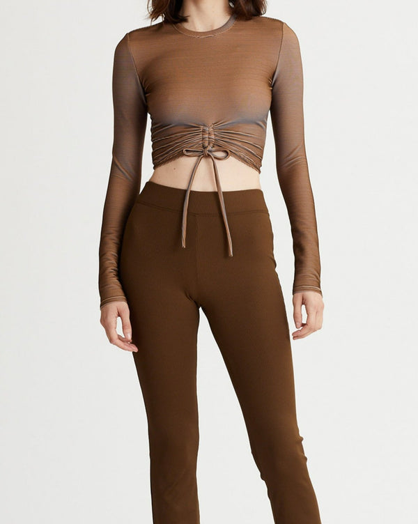NYLORA TORY TOP IRIDESCENT OLIVE BROWN