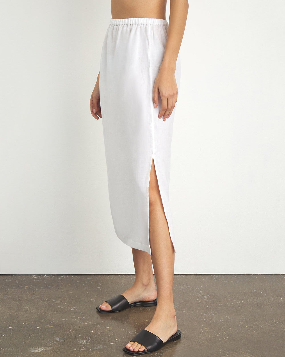 Linen Midi Slip Skirt