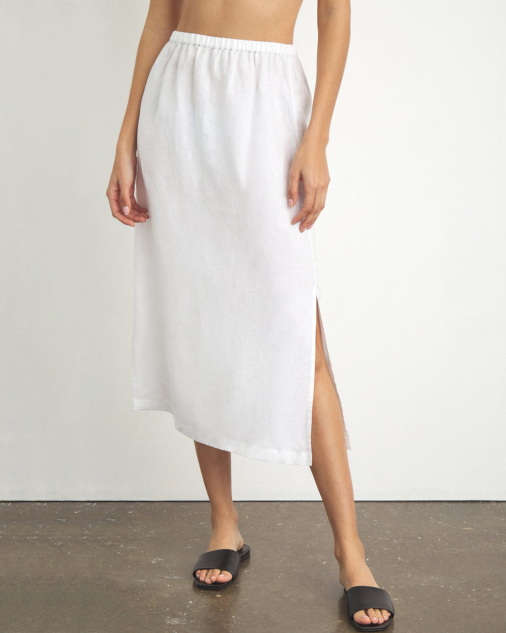 Linen Midi Slip Skirt
