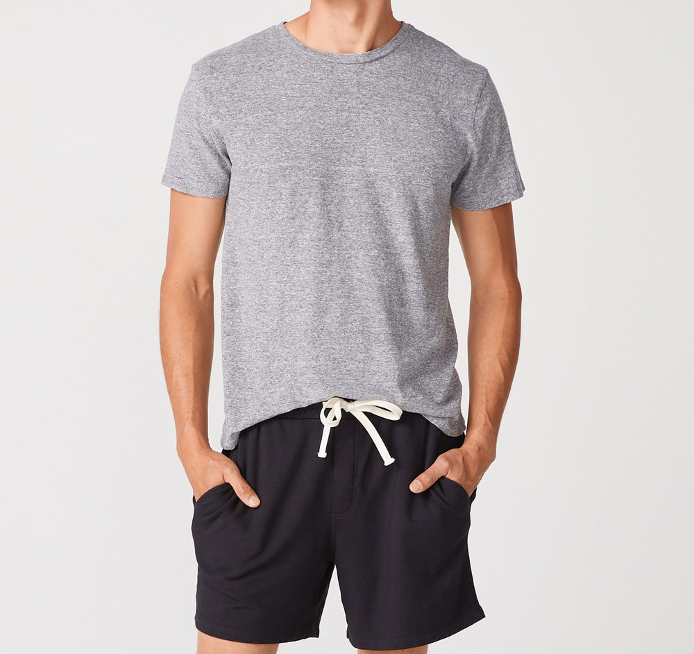 MONROW TEXTURED TRI-BLEND RELAXED CREW NECK TEE