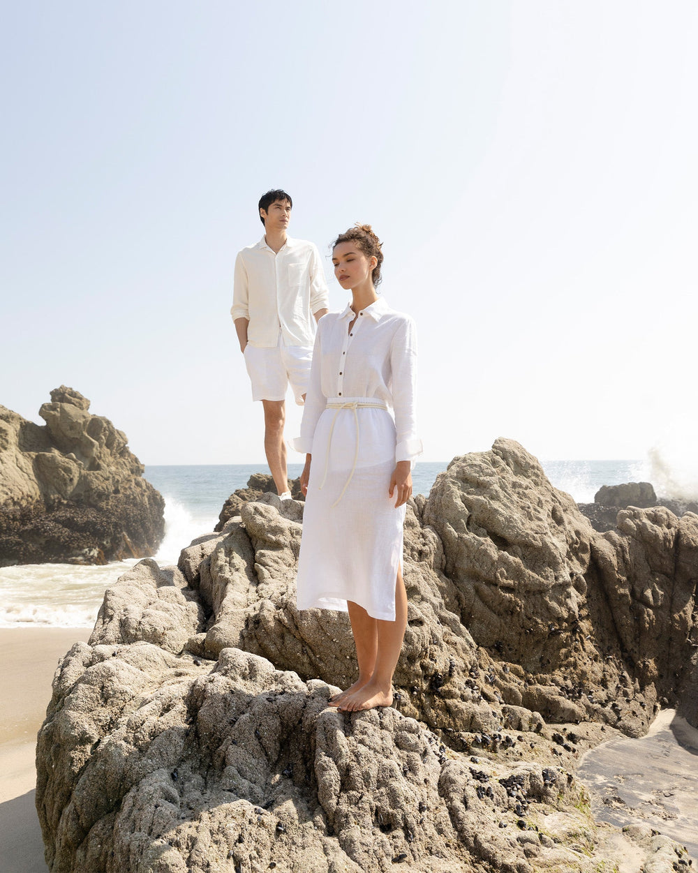 Linen Midi Slip Skirt